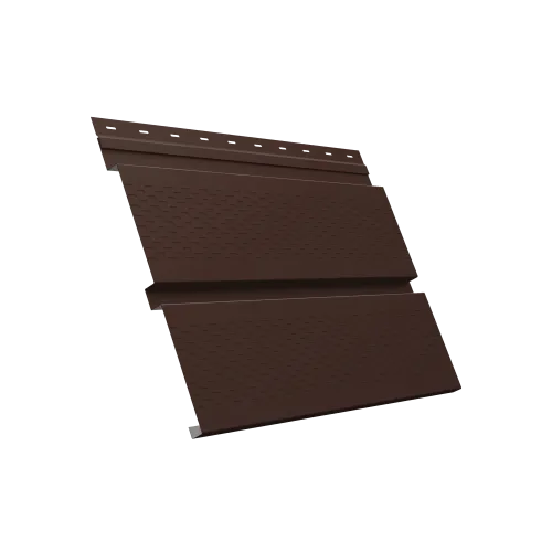 Софит металлический Квадро брус с перфорацией 0,45 Drap TX с пленкой RAL 8017 шоколад