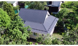 Металлочерепица камея 0,5 Satin RAL 7024 мокрый асфальт