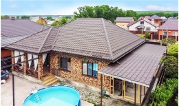 Металлочерепица камея Grand Line 0,5 GreenCoat Pural BT, matt RR 32 темно-коричневый (RAL 8019 серо-коричневый)