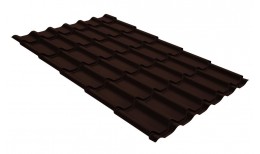 Металлочерепица классик Grand Line 0,5 GreenCoat Pural BT, matt RR 887 шоколадно-коричневый (RAL 8017 шоколад)