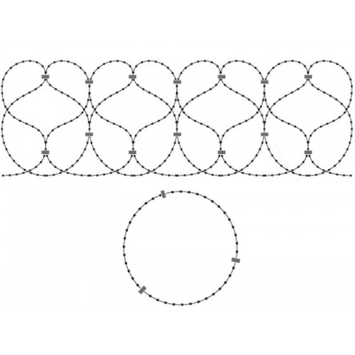 Спиральный барьер безопасности из армированной колючей ленты:бухта 500мм витков в п.м. 6,2 клепок- 5 ГОСТ 3282-74 (10м)(индивидуальная упаковка)