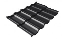 Металлочерепица модульная квинта Uno Grand Line c 3D резом 0,5 Rooftop Бархат RAL 9005 черный