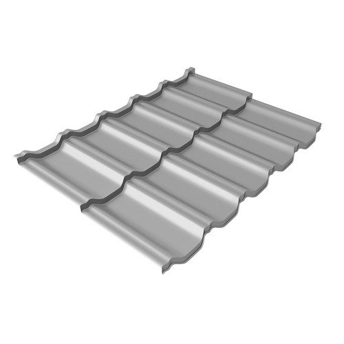 Металлочерепица модульная квинта Uno Grand Line c 3D резом 0,5 PE RAL 7004 сигнальный серый
