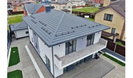 Металлочерепица квинта плюс Grand Line 0,5 Satin Matt RAL 7024 мокрый асфальт