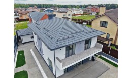 Металлочерепица квинта плюс Grand Line 0,5 PurLite Matt RAL 7024 мокрый асфальт