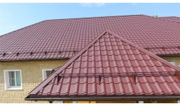 Металлочерепица камея 0,5 Satin Matt RAL 3005 красное вино