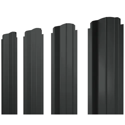Штакетник П-образный В с прямым резом фигурный 0,45 PE-Double RAL 7016 антрацитово-серый