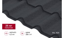 Металлочерепица камея 0,5 Satin Matt TX RAL 7024 мокрый асфальт