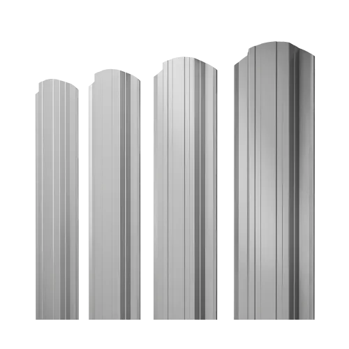 Штакетник Прямоугольный фигурный 0,5 Satin RAL 9006бело-алюминиевый
