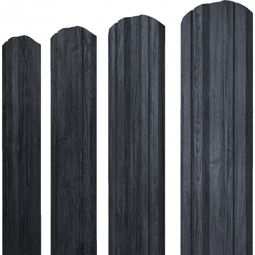 Штакетник Twin фигурный 0,45 Print Premium Grey Wood TwinColor