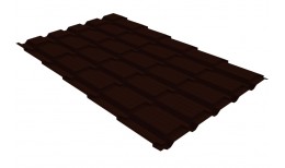 Металлочерепица Верховье квадро профи Grand Line 0,5 Rooftop Бархат RR 32 темно-коричневый