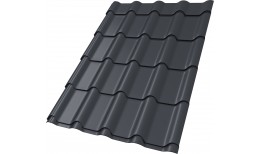 Металлочерепица камея Grand Line 0,5 Drap TX RAL 7024 мокрый асфальт