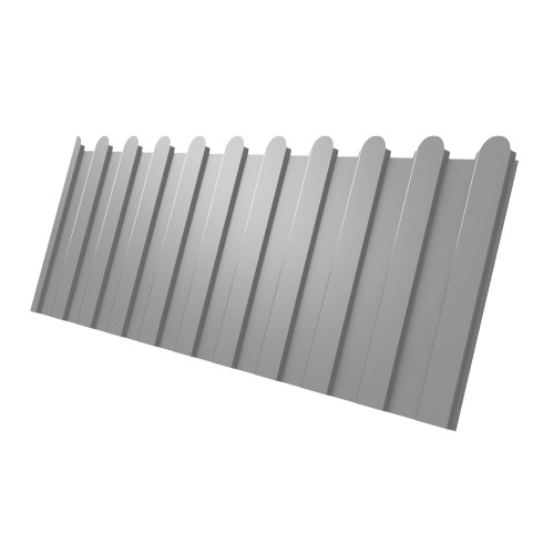 Профнастил С8A v02 фигурный Grand Line 0,45 PE с пленкой RAL 9006 бело-алюминиевый