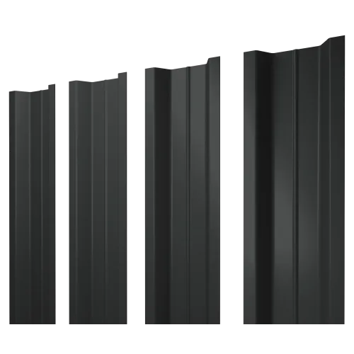 Штакетник П-образный В с прямым резом 0,5 Velur X RAL 7016 антрацитово-серый