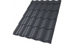 Металлочерепица кредо Grand Line 0,5 Drap TX RAL 7024 мокрый асфальт