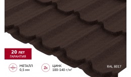 Металлочерепица квинта плюс Grand Line 0,5 Drap TX RAL 8017 шоколад
