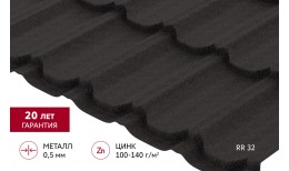 Металлочерепица квинта плюс Grand Line 0,5 Drap TX RR 32 темно-коричневый