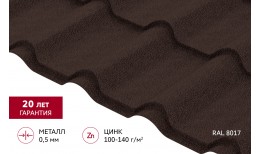 Металлочерепица камея Grand Line 0,5 Drap TX RAL 8017 шоколад