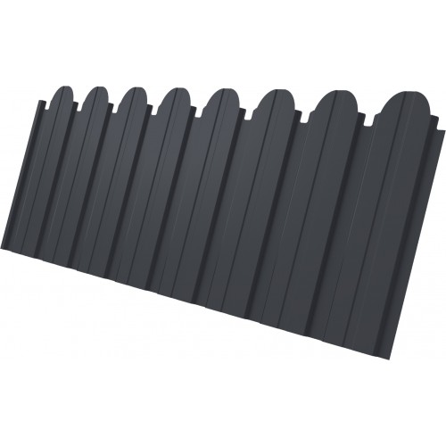 Профнастил С10В фигурный Grand Line 0,5 GreenCoat Pural БТ матовый RR 23 темно-серый (RAL 7024 мокрый асфальт)