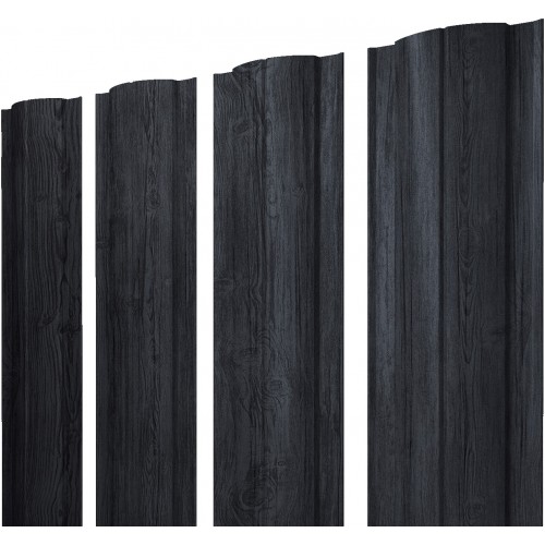 Штакетник Круглый с прямым резом 0,45 Print Premium Grey Wood TwinColor