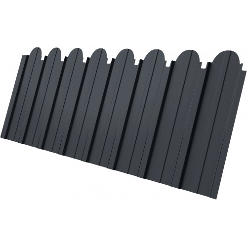 Профнастил C10A фигурный Grand Line 0,45 ПЭ слим RAL 7024 мокрый асфальт