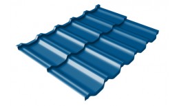 Металлочерепица модульная квинта Uno Grand Line c 3D резом 0,5 PE RAL 5005 сигнальный синий